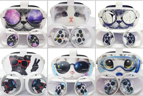 Vista 6 de LCHH -Calcomanías de vinilo para auriculares VR, compatibles con Oculus Quest 2, auriculares y controladores de realidad virtual, calcomanía