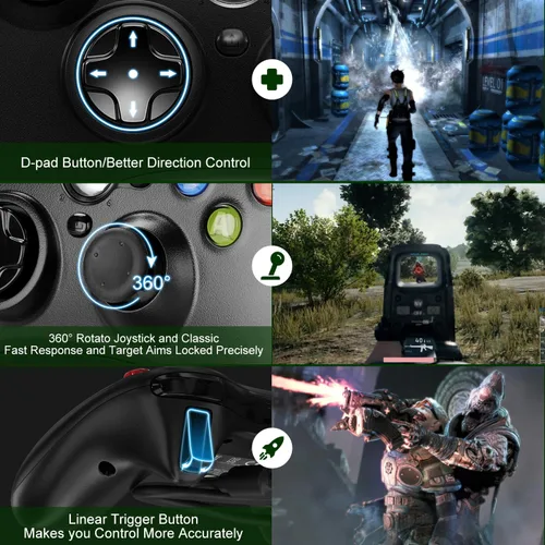 Vista 6 de Wired Xbox One Controller, Compatible with Xbox One Controller, Xbox One Wired Controller with 3.5mm Audio Headphone Jack Double Shock Wired Xbox