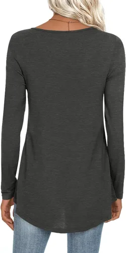 Vista 3 de CATHY Túnica casual de manga larga para mujer, ajuste holgado, elegante para llevar con leggings, camisas elásticas de invierno