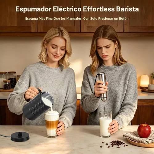 Vista 6 de COO Espumador de leche, vaporizador de leche eléctrico 4 en 1 11.8 fl oz Negro