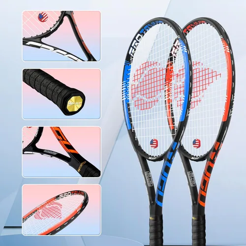 Vista 3 de Raqueta de tenis para 2 jugadores adultos, perfecta para principiantes y jugadores profesionales, raqueta de tenis de velocidad de 27", incluye