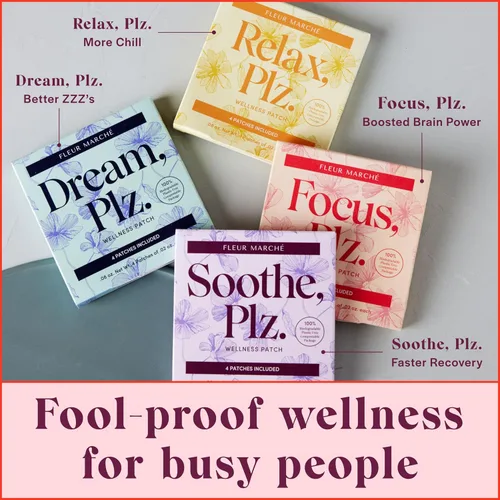 Vista 7 de Fleur Marche Relax, Plz Botanical Patch - Parche de bienestar calmante y relajante con ashwagandha, manzanilla y otros poderosos adaptógenos