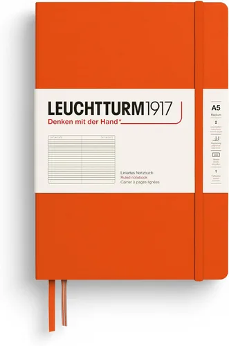 Vista 21 de LEUCHTTURM1917 - Cuaderno de tapa dura mediano A5 con 251 páginas numeradas para escritura y diario (negro, liso)