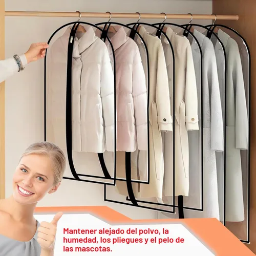Vista 2 de Bolsas transparentes para colgar ropa de viaje (juego de 6) bolsas de traje para almacenamiento de ropa, bolsas de almacenamiento de ropa, funda