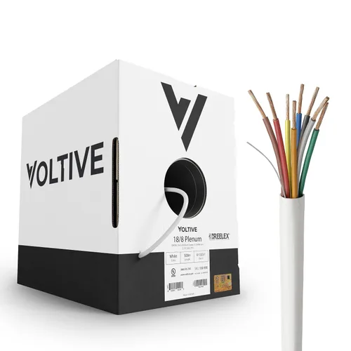 Vista 28 de Voltive Cable de altavoz 12/2, Plenum CL3P, blanco, 500 pies - 12 AWG, 2 conductores, cobre trenzado sin oxígeno, listado UL - V-1214-2