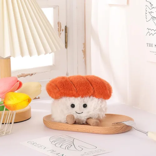 Vista 3 de Albaricoque Cordero Sushi Comida Suave Animales de Peluche Juguetes Salmón Sushi 3