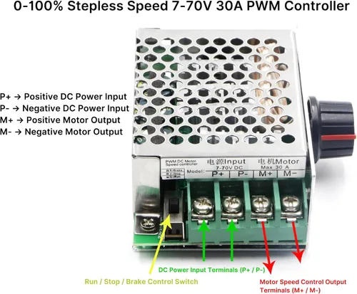Vista 4 de RioRand Interruptor controlador de velocidad del motor de 7-70V PWM DC 30A
