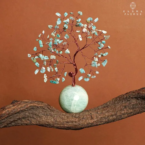 Vista 8 de Árbol de la vida de cristal para decoración del hogar y la oficina, regalos para mujeres, piedras curativas de amazonita de chakra, árbol bonsái