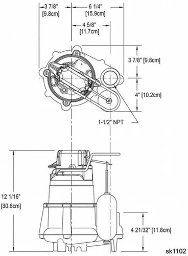 Vista 2 de Zoeller, D98, bomba de sumidero, 1/2 HP, 1-1/2 pulgadas NPT, 23 pies Max, CI