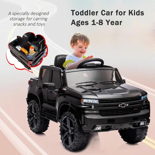 Vista 6 de 12V Camioneta de Juguete Eléctrico para Niños con Batería, 4 Ruedas, con Control Remoto para Padres, Chevrolet Silverado, Camiones para Niños