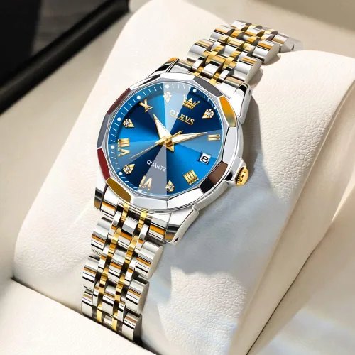 Vista 9 de Relojes OLEVS para Mujer con Fecha Acero Inoxidable Plata Relojes de Lujo para Mujer con Pequeña Correa Relojes de Diamante para Mujer Impermeables