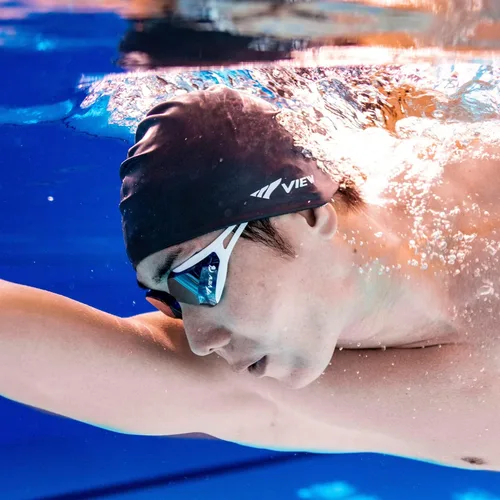 Vista 3 de Vista equipo de natación gorro de natación silicona goma, color negro Blanco