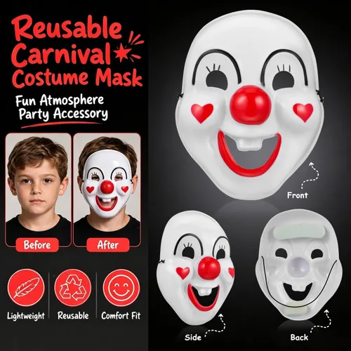 Vista 2 de Homoyoyo 2 máscaras de payaso de Halloween de plástico para mascarada