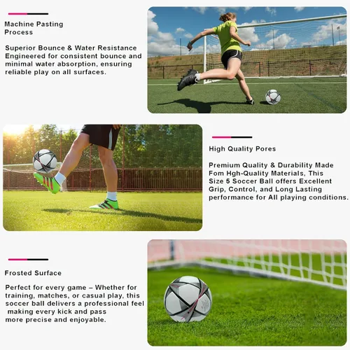 Vista 3 de Balón de fútbol de la Champion, talla 5, réplica oficial del partido, perfecto para fanáticos del fútbol, entrenamiento y juego.