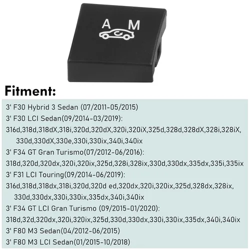 Vista 6 de Moonlinks Reemplazo de botón de ciclo interno F30, tapa protectora de botón de recirculación de aire compatible con BMW Serie 1 F20/F21, 2 Series