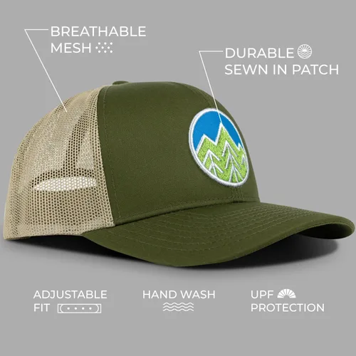 Vista 2 de Sombrero de camionero Sky Trees - Verde Caqui - Cierre Snapback, Caqui Verde