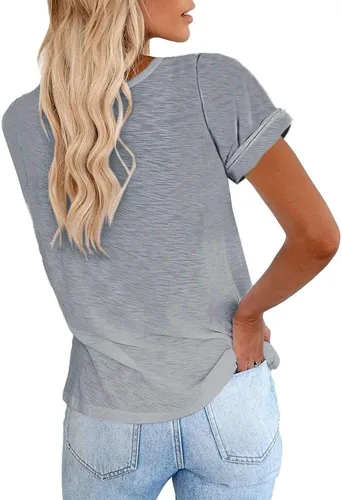 Vista 2 de Cicy Bell Camisas de manga corta para mujer, cuello redondo, sueltas, casuales, para verano