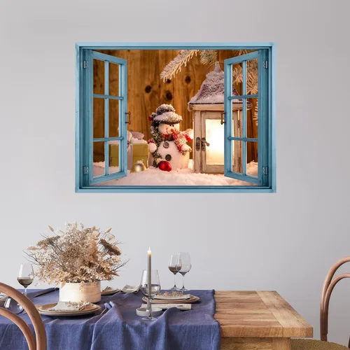 Vista 32 de wall26 Adhesivo de Pared Papá Noel Llevando Regalos Ventana Abierta Mural, No Se Despega y No Se Pega, Papel Tapiz No Tejido Decorativo