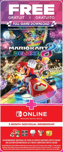 Vista 2 de Nintendo Switch Mario Kart 8 Deluxe Bundle (Full Game Download + 3 Mo. Nintendo Switch Online Membership Included)