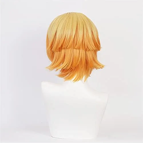 Vista 4 de Aadesso Anime Demon Slayer Kimetsu No Yaiba Agatsuma Zenitsu Cosplay Peluca Hombres Mujeres Resistente al Calor Pelucas de Pelo Sintético Halloween