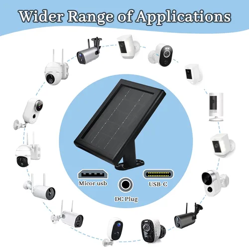 Vista 2 de Cargador de panel solar para cámara Ring, cargador solar 5V 3.5W compatible con batería de cámara Ring Stick Up Cam para vigilancia inalámbrica