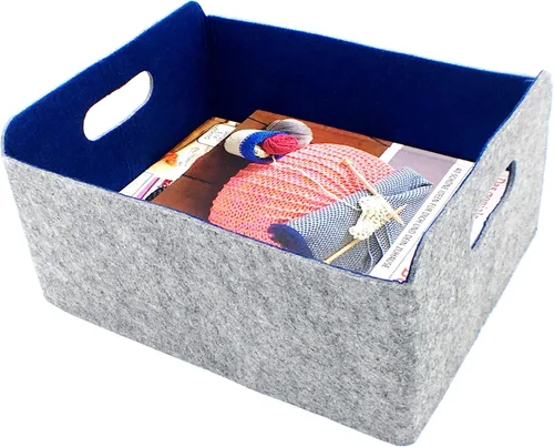 Vista 33 de Welaxy Cestas de almacenamiento plegables de fieltro, cubos de almacenamiento para estantes, caja de fieltro para niños, juguetes, revistas, libros