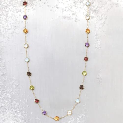Vista 5 de Ross-Simons 13.80 ct. t.w. Bezel-Set Multi-Gemstone Station Necklace in 14kt Yellow Gold