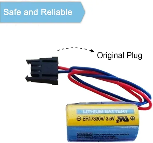Vista 3 de 2 baterías PLC ER17330V/3.6V 1700mAh A6BAT MR-BAT con enchufe para sistema CNC FANUC