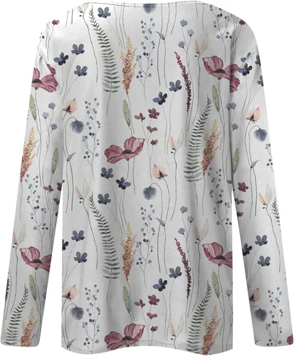 Vista 2 de Nadition Oversized Sweatshirt for Women Long Sleeve Shirts for Women Button Round Neck Pullover Womens Tops Dressy Casual