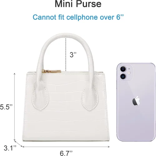 Vista 2 de CATMICOO Mini bolso de moda para mujer, bolso pequeño y mini bolso con patrón de cocodrilo