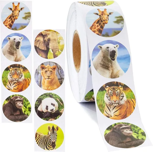 Vista 5 de BLUE PANDA Rollo de calcomanías de abejas, 1000 unidades, 1.5 pulgadas, redondo, multicolor, calcomanías autoadhesivas de abejorro para recompensas