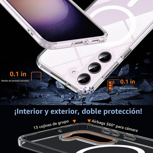 Vista 7 de Funda para Samsung Galaxy S23 con un 200% más fuerte magnético, funda para teléfono S23 con protector de pantalla, protección de grado militar