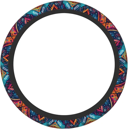 Vista 6 de Funda para volante de automóvil, protector antideslizante universal de 15 pulgadas de estilo bohemio oscuro, accesorios elásticos para auto