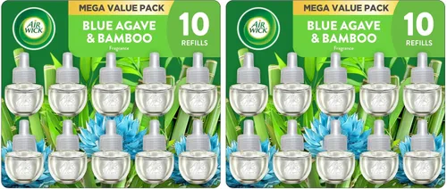 Vista 11 de Air Wick - Repuesto de aceite aromático para enchufar, ambientador, aceites esenciales, 10 unidades, agave azul y bambú
