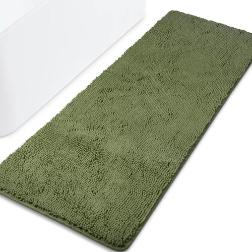 Vista 222 de Yeaban Alfombra de pasillo de baño de 24 x 72 pulgadas, antideslizante, alfombra de baño larga de felpilla gruesa, absorbente y lavable, alfombra