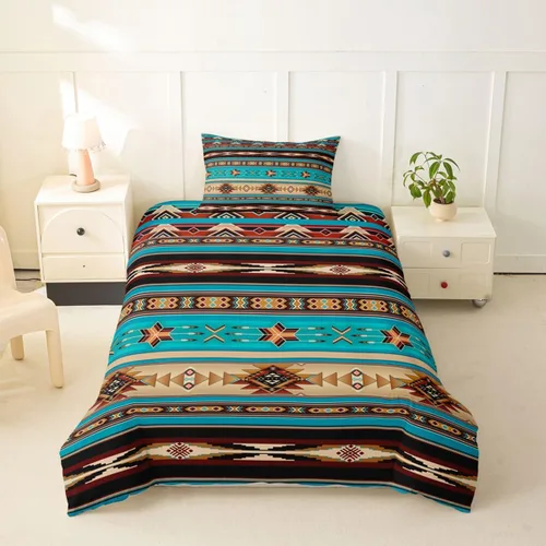 Vista 20 de Erosebridal Juego de funda de edredón estilo bohemio occidental tamaño individual, diseño de vaca atrapasueños del suroeste, juego de ropa de cama