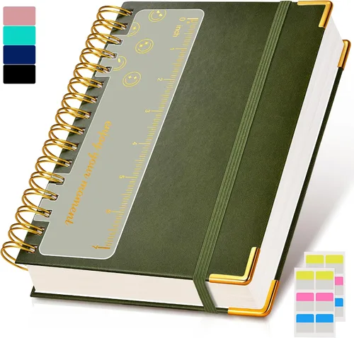 Vista 16 de Cuaderno Diario de Espiral 8.5" x 11", 300 Páginas de Tapa Dura con Forro de Cuero para Mujeres y Hombres, Cuadernos A4 Grandes con Rayas