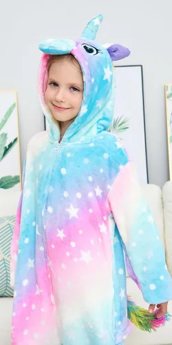 Vista 6 de UDERUI Pijama de unicornio para niños, disfraz de cosplay de una sola pieza, ropa de fiesta de animales, para niñas y niños