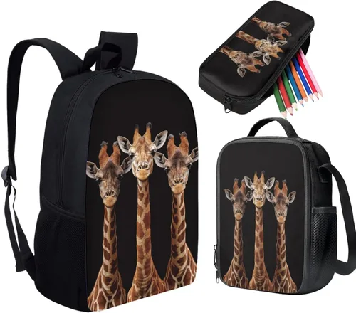Vista 60 de HUGS IDEA Juego de 3 bolsas escolares con aislamiento térmico para el almuerzo, estuche para lápices