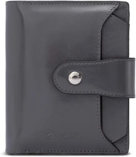 Vista 29 de BOSTANTEN Cartera de piel para mujer, con bloqueo RFID, pequeña, plegable, con bolsillo con cremallera, tarjetero, con ventana de identificación