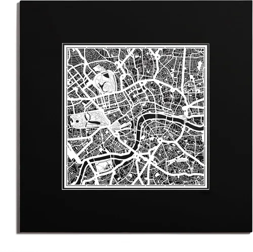 Vista 13 de O3 Design Studio Mapa de corte de papel de París, color negro mate, 20 x 20 pulgadas, arte en papel