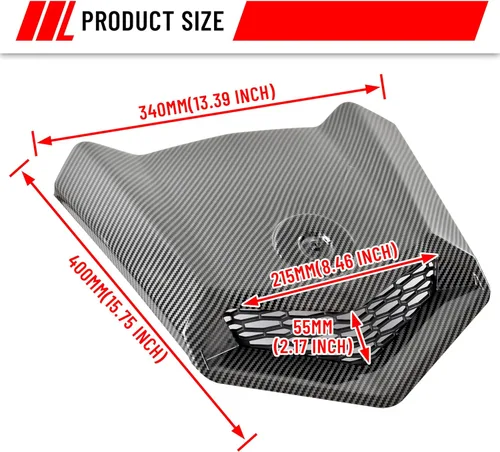 Vista 8 de SAUTVS Capó turbo con patrón de fibra de carbono para Can Am X3, diseño frontal de fibra de carbono Turbo Hood Scoop para Can-Am Maverick X3 XDS XRS