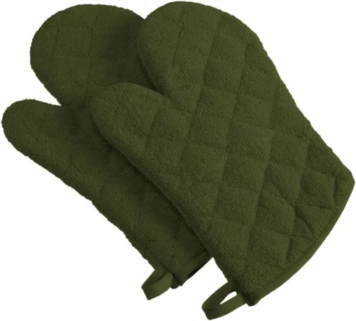 Vista 26 de DII Basic Terry Collection - Guante de horno acolchado 100% algodón, color verde antiguo, 2
