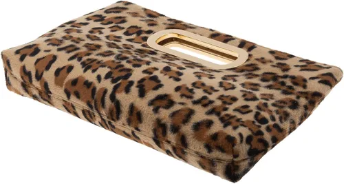 Vista 4 de Bolso de mano con asa superior de piel sintética y estampado de leopardo