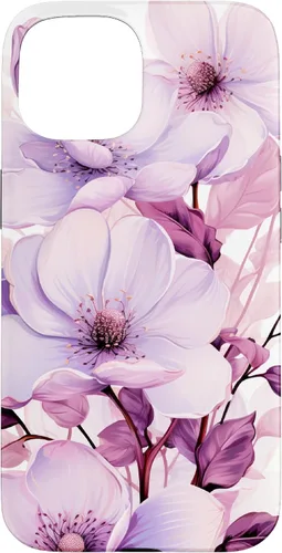 Vista 6 de Funda para iPhone 17, diseño de flores de magnolia rosa y morado lavanda