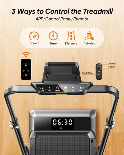 Vista 6 de Acezoe Walking Pad with 12% Incline & Height-Adjustable Handlebar, 5-in-1 Foldable Treadmill for Home & Office, Portable Under Desk Treadmill with
