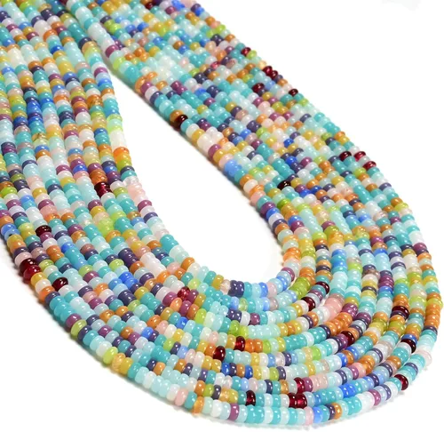 Vista 43 de CAI YI MING, cuentas 2x4mm naturales en forma de rondelle – Espaciadores de gemas sueltas para hacer joyas DIY (Amazonita)