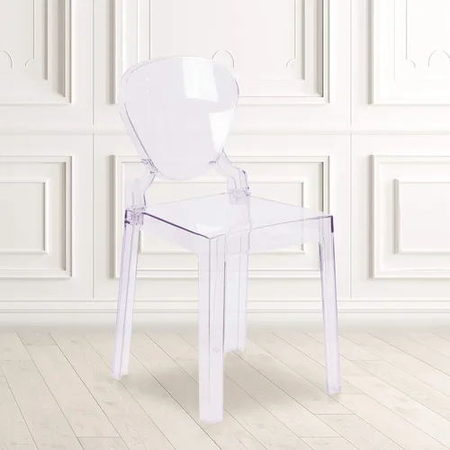 Vista 2 de Flash Furniture Silla Theo Ghost con respaldo de lágrima en cristal transparente