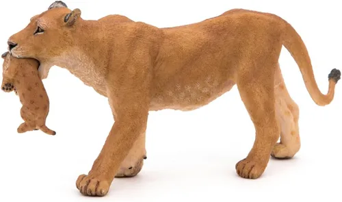 Vista 9 de Papo Figura Wild Animal Kingdom, Leona con cachorro, multicolor (50043), 2.6 in