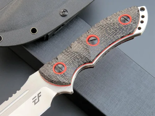 Vista 5 de Eafengrow EF139 Cuchillo de hoja fija, hoja de acero de 60.6 in, mango Micarta con espiga completa, herramienta EDC cuchillo recto para trabajar